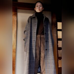 Mijeong Park Plaid Wool Single Breasted Coat